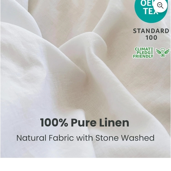 Simple Opulence 100% Linen Queen Duvet Cover White OEKO-TEX Button Closure - Picture 3 of 8